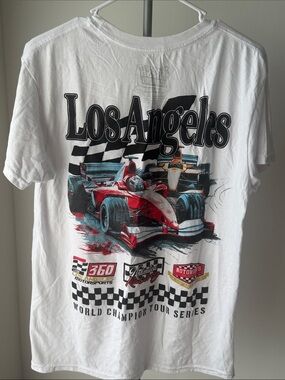 Los Angeles Racing Graphic Tee - White with Red Car Print